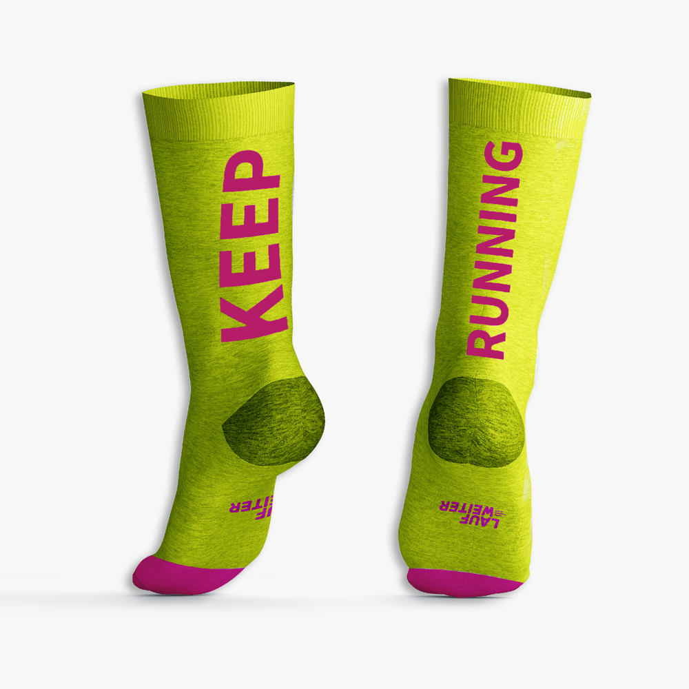 Socken "Keep running" Grün/Pink