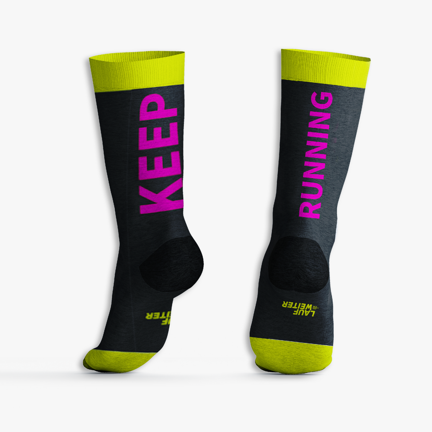 Socken "Keep running" Schwarz/Gelb
