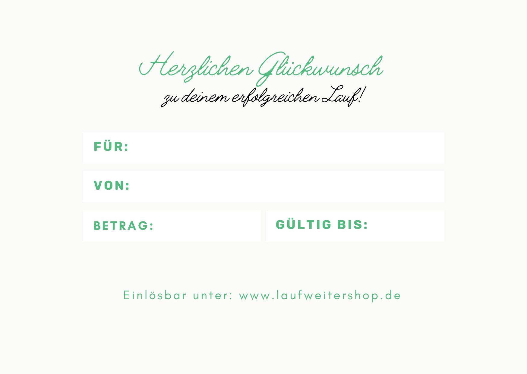 Digitaler Lauf Weiter Shop-Gutschein