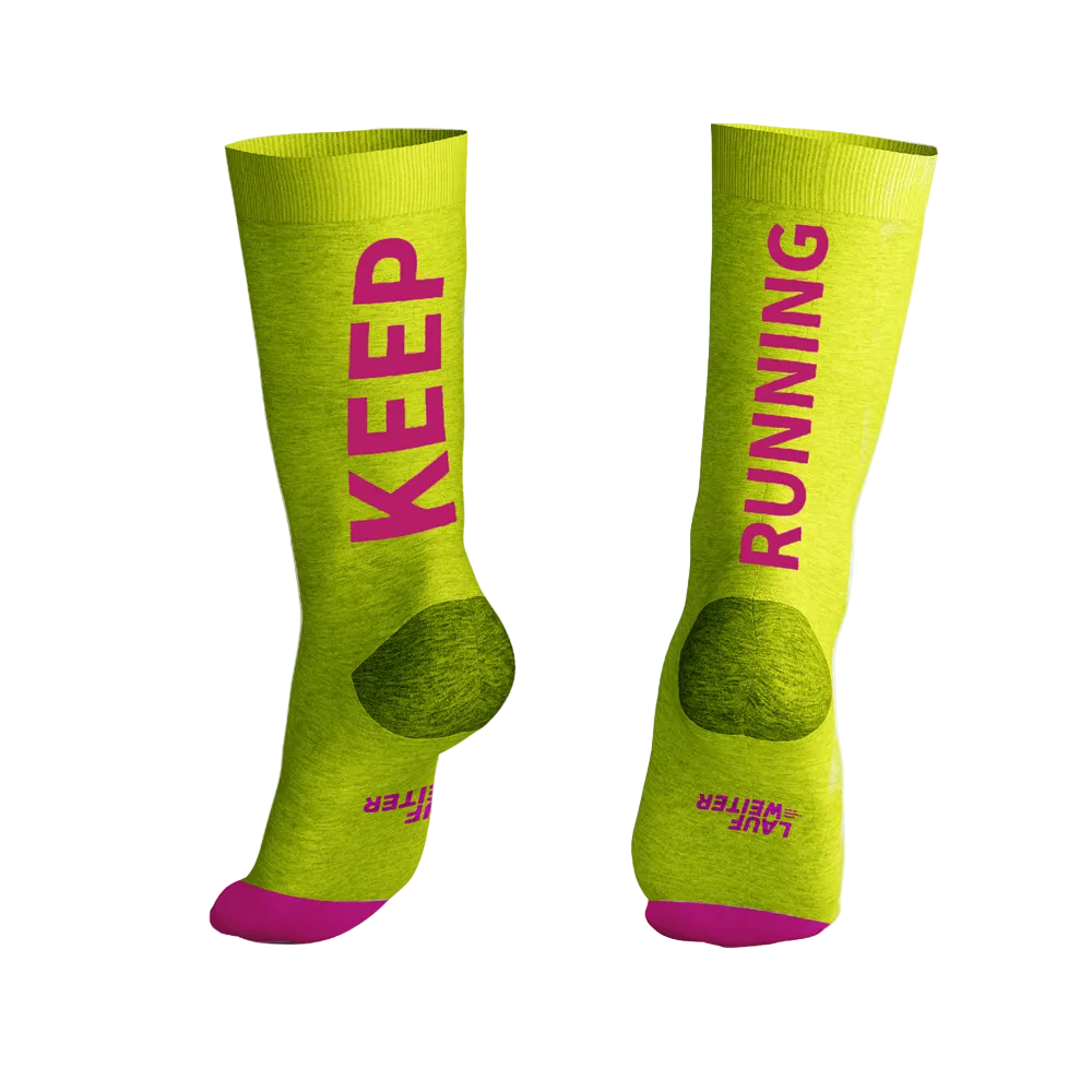 Socken "Keep running" Grün/Pink