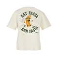 Baumwollshirt Damen "Eat Pasta Run Fasta"