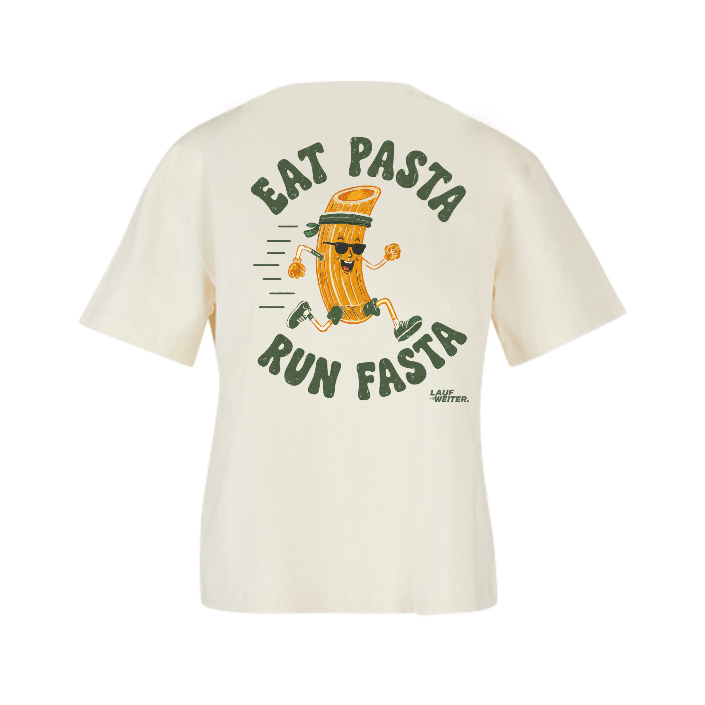 Baumwollshirt Damen "Eat Pasta Run Fasta"