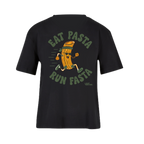 Baumwollshirt Damen "Eat Pasta Run Fasta"
