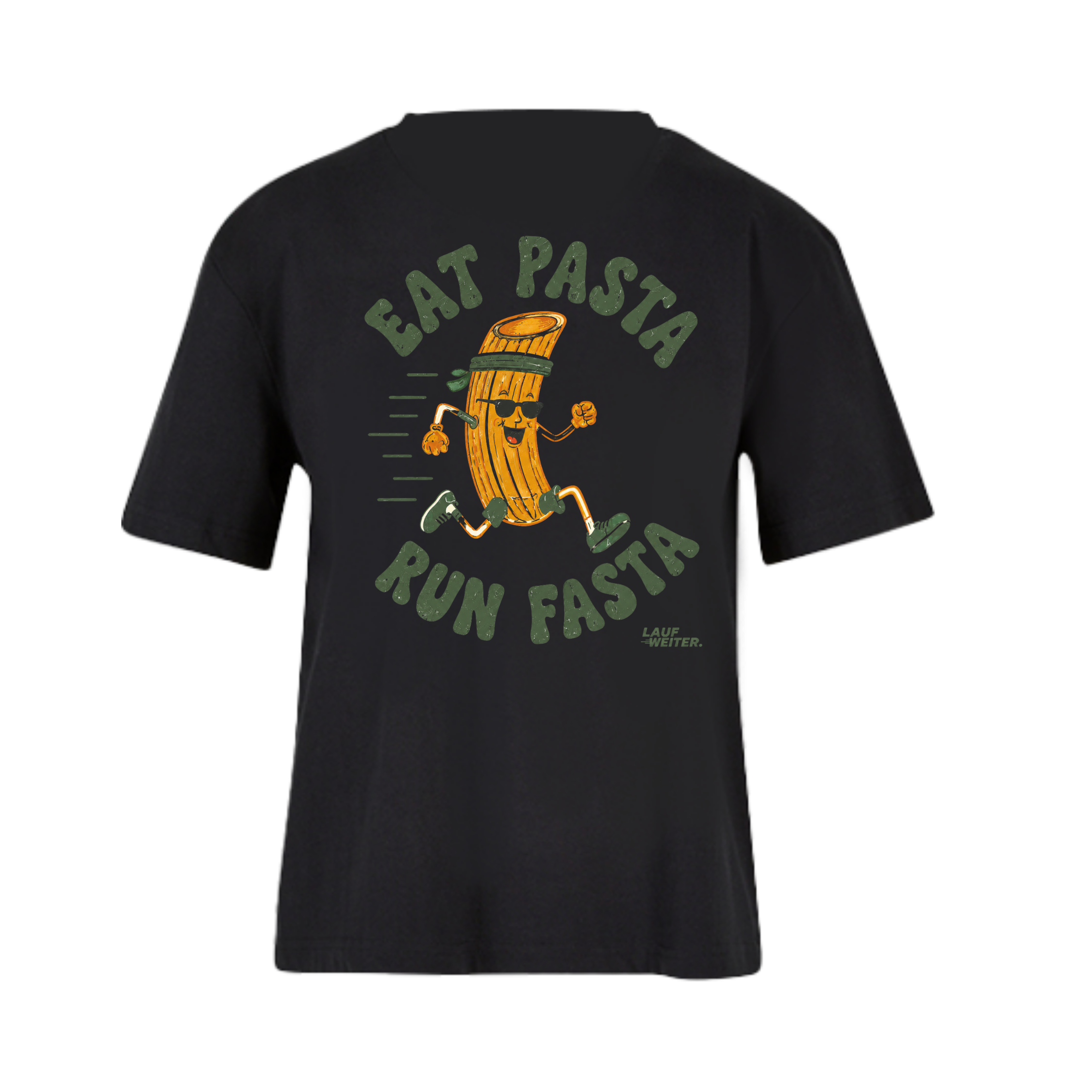 Baumwollshirt Damen "Eat Pasta Run Fasta"