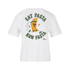 Baumwollshirt Damen "Eat Pasta Run Fasta"