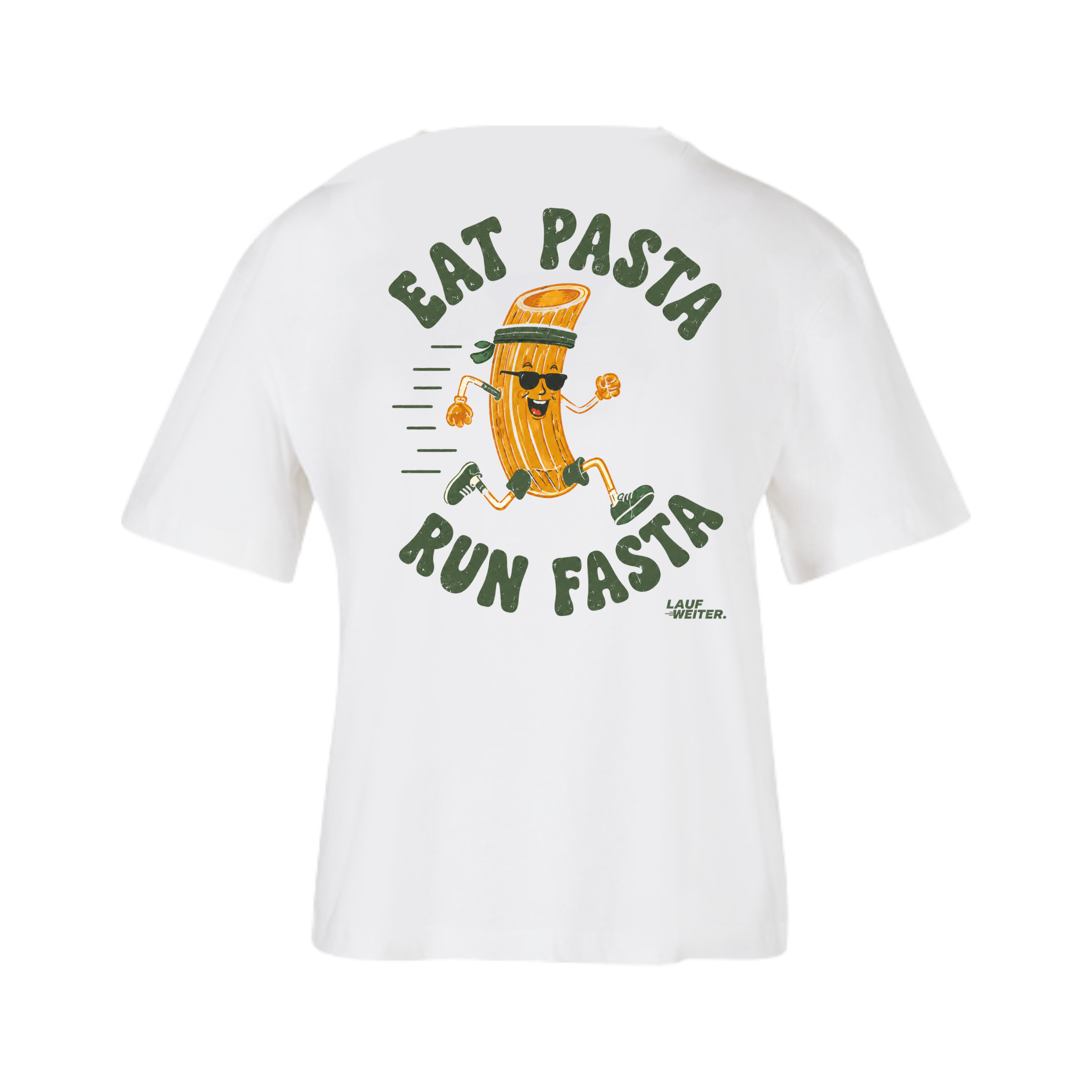 Baumwollshirt Damen "Eat Pasta Run Fasta"