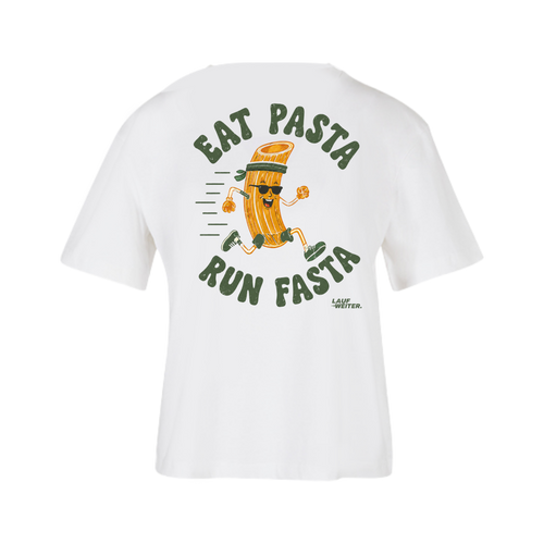 Baumwollshirt Damen "Eat Pasta Run Fasta"