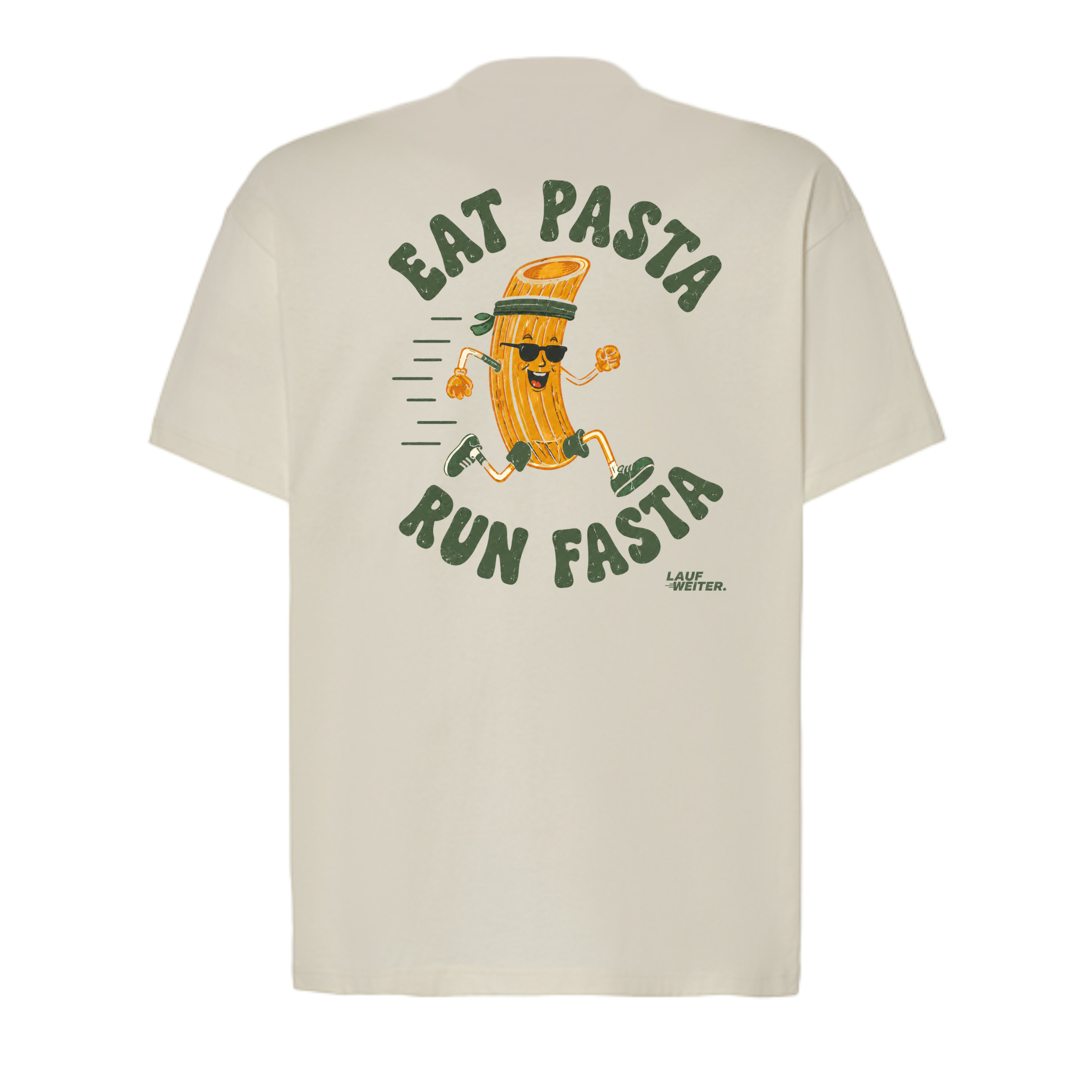 Baumwollshirt "Eat Pasta Run Fasta"