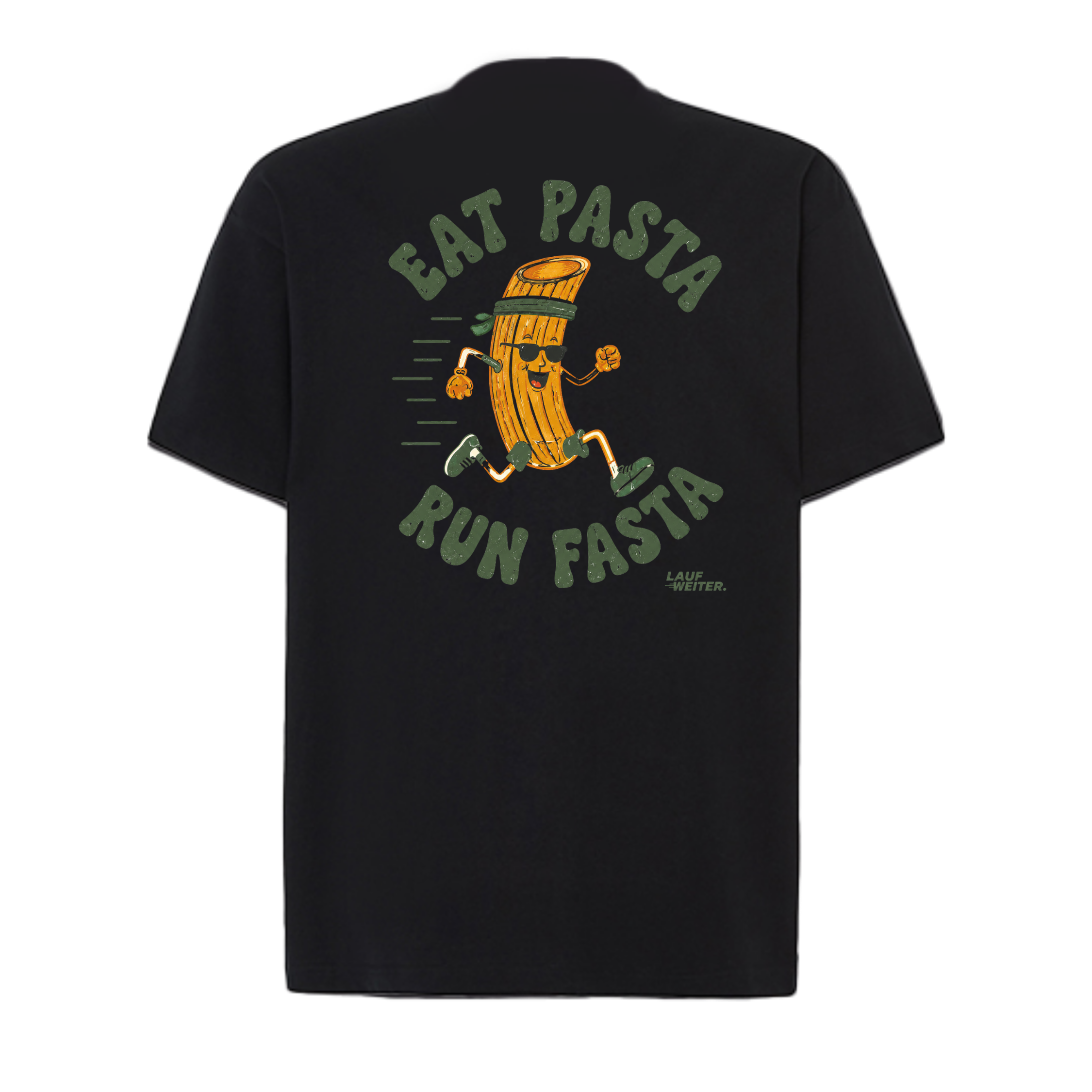 Baumwollshirt "Eat Pasta Run Fasta"