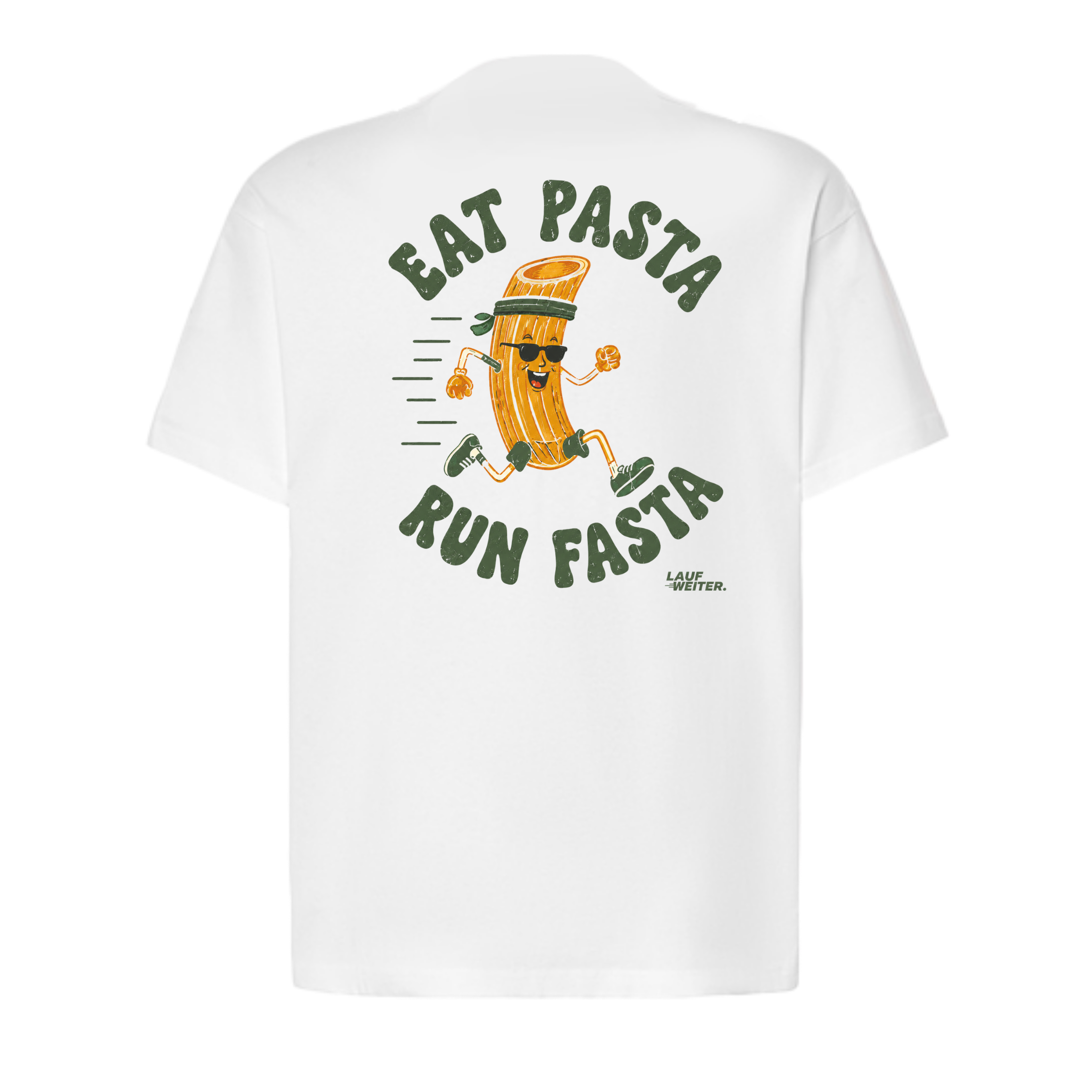 Baumwollshirt "Eat Pasta Run Fasta"