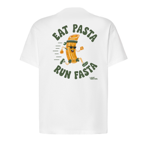 Baumwollshirt "Eat Pasta Run Fasta"