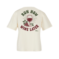 Baumwollshirt Damen "Run now Wine later"
