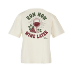 Baumwollshirt Damen "Run now Wine later"