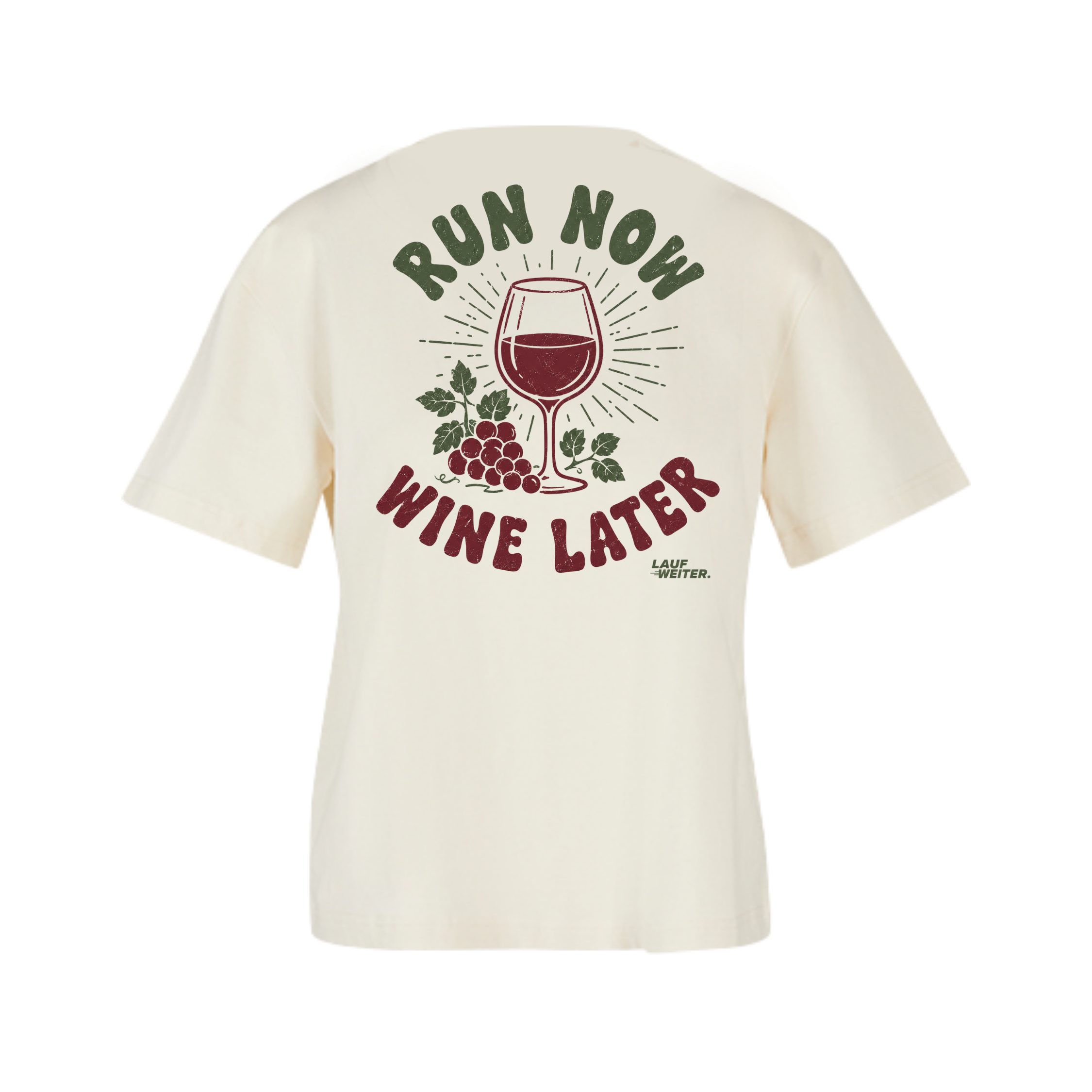 Baumwollshirt Damen "Run now Wine later"