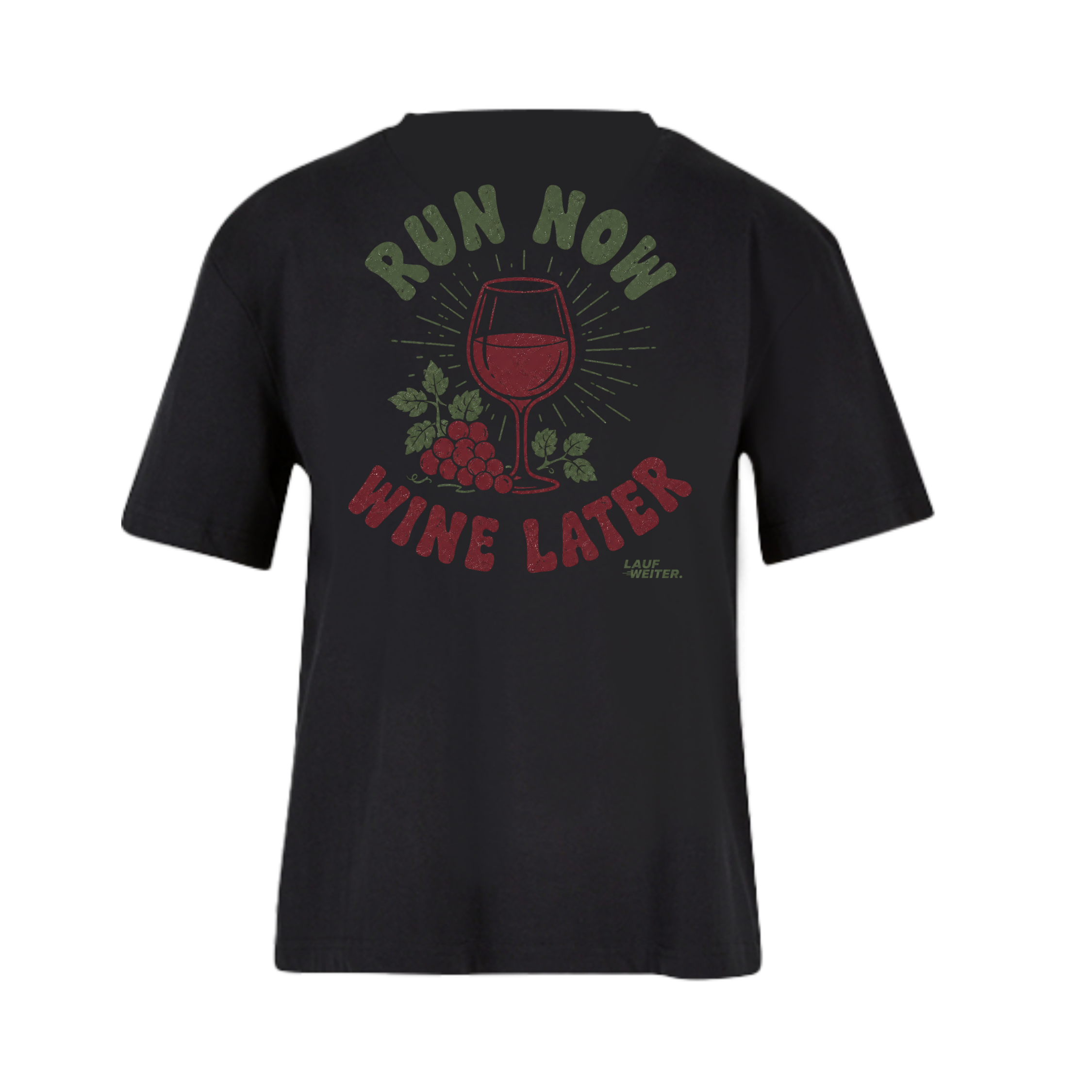 Baumwollshirt Damen "Run now Wine later"