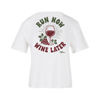 Baumwollshirt Damen "Run now Wine later"