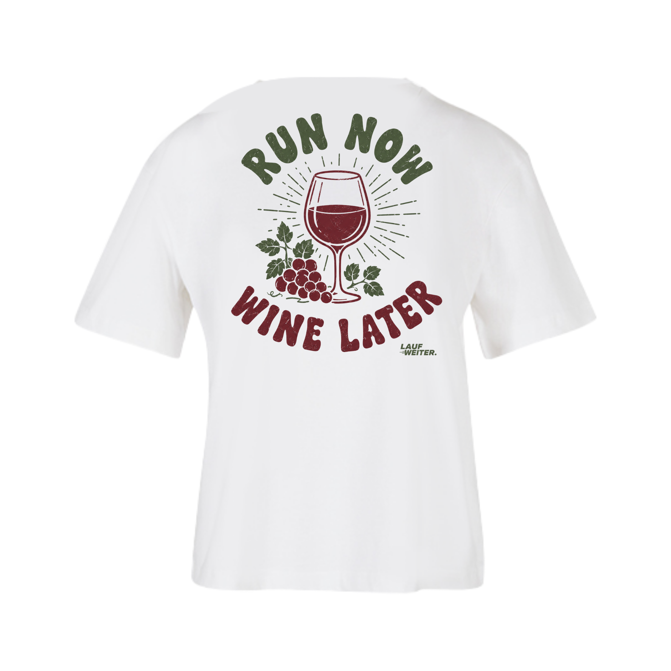 Baumwollshirt Damen "Run now Wine later"