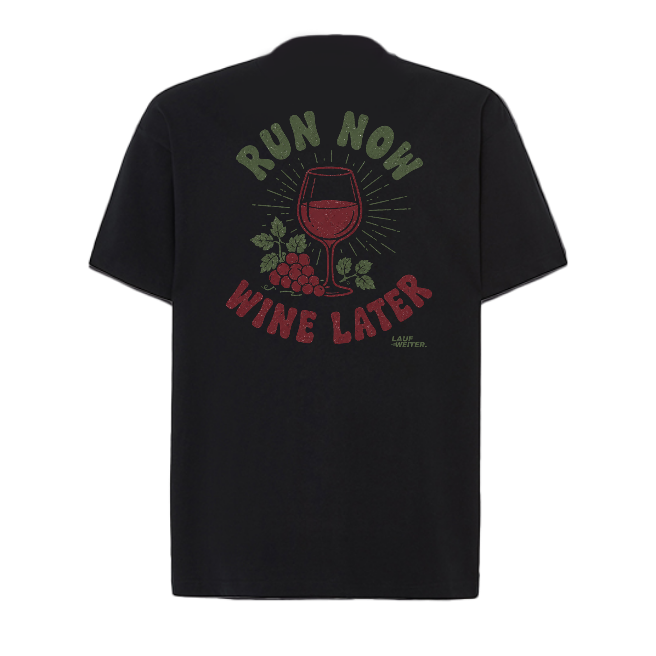 Baumwollshirt "Run now Wine later"