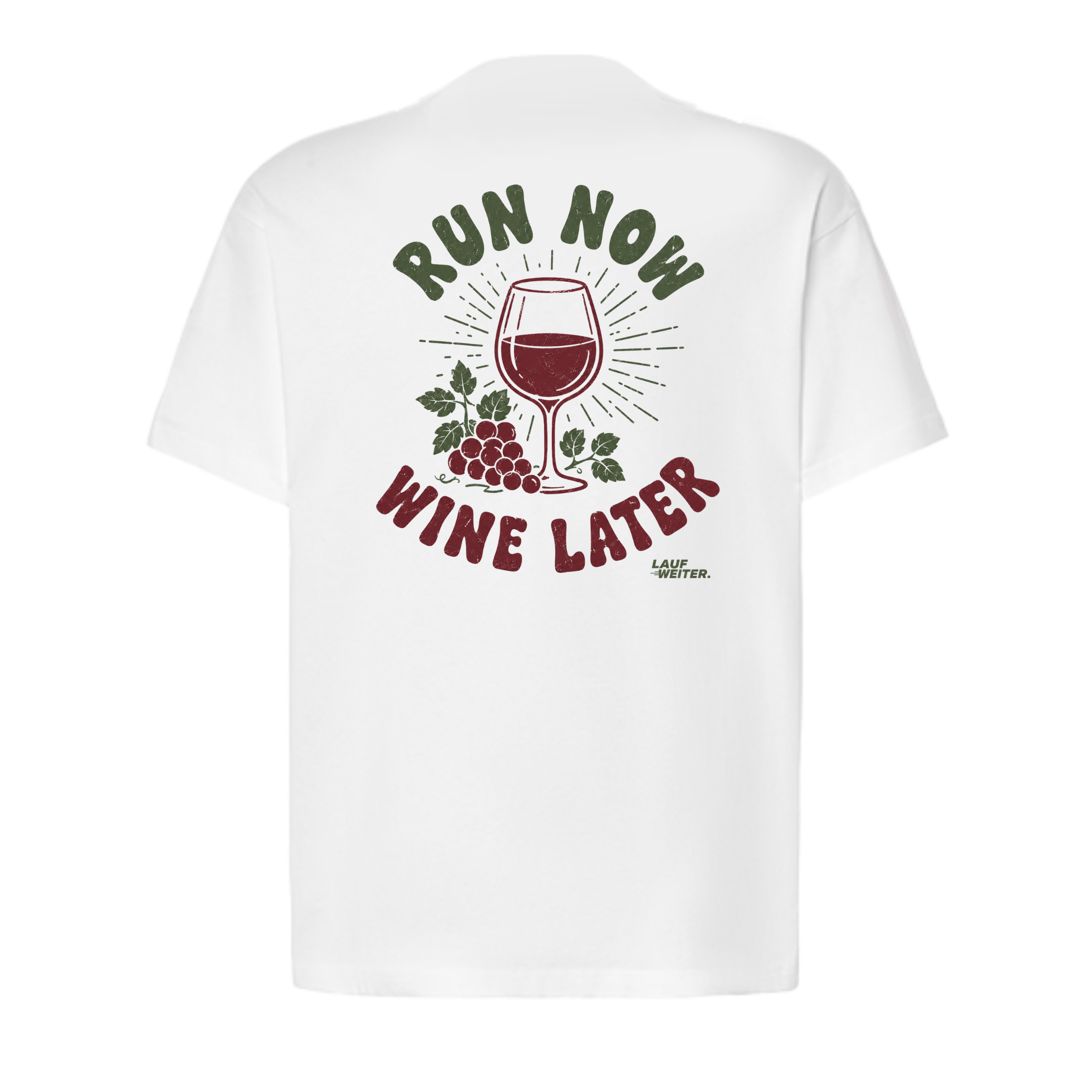 Baumwollshirt "Run now Wine later"